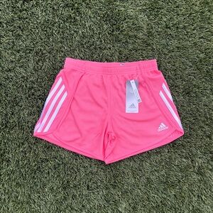 Adidas Active 3 Strips Mesh Shorts Large 14 AH4338 Acid Red Mesh Pink NWT